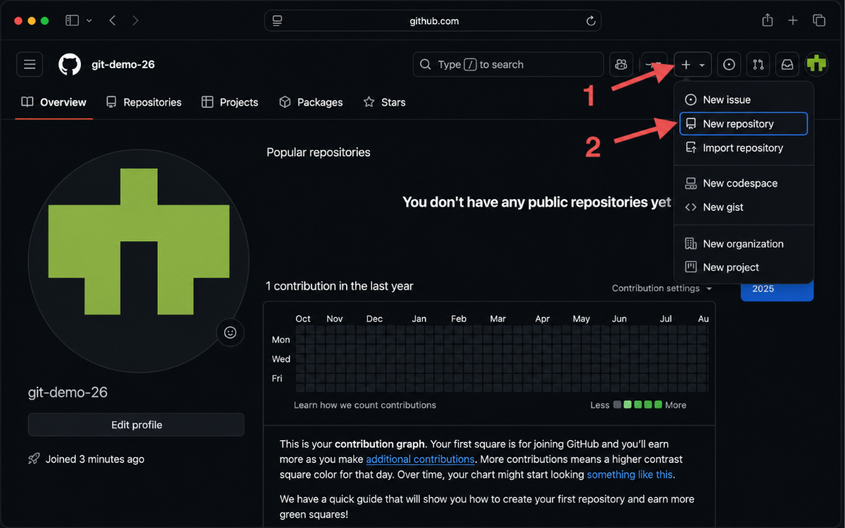 GitHub Repository Creation screenshot